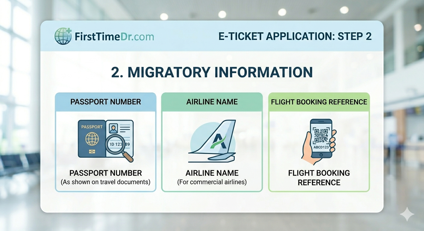 E-Ticket Step 2 – Migratory Information
