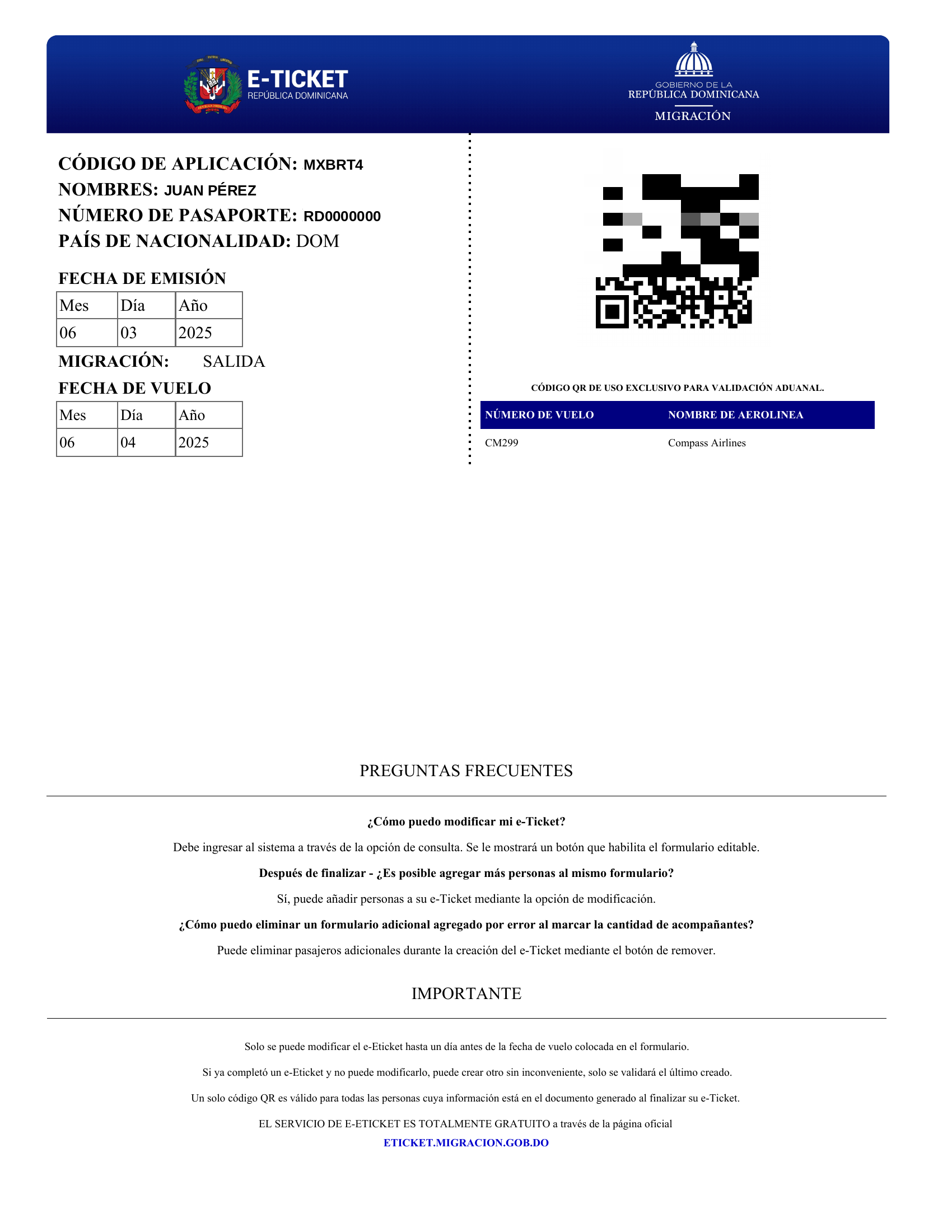 Sample E-Ticket QR Code