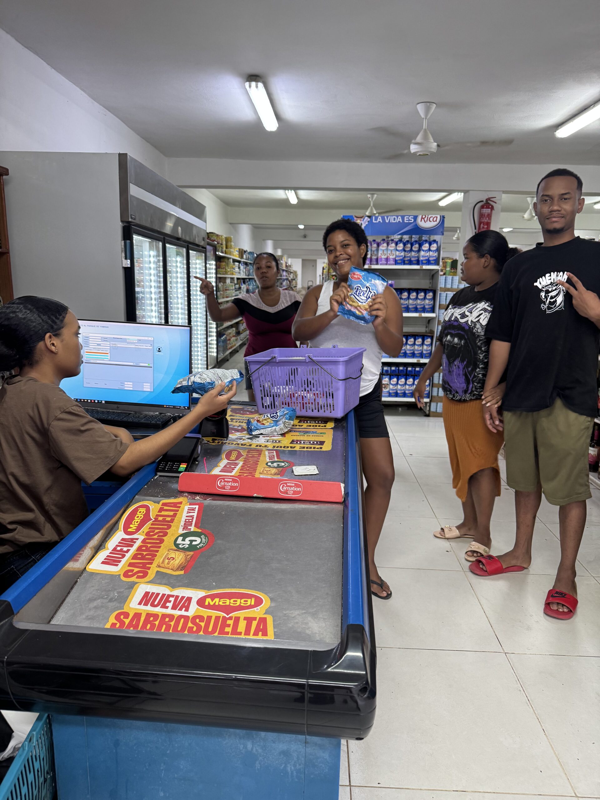 Checkout counter at a colmado in Yamasá