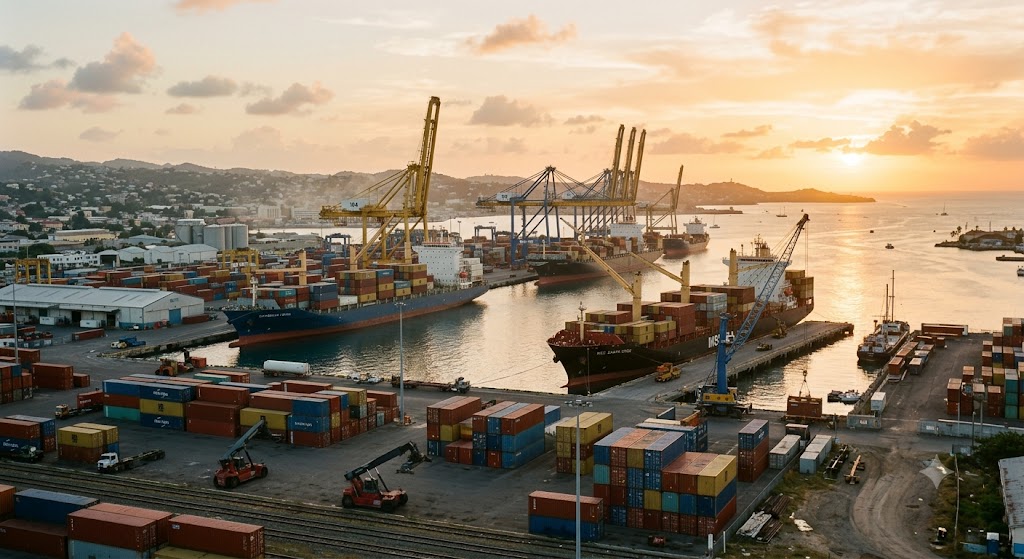 The port at Bajos de Haina at sunset