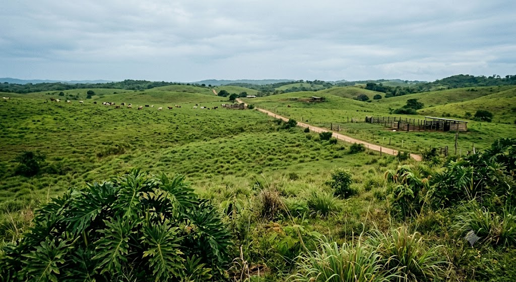 Cattle pasture in the countryside outside Bayaguana